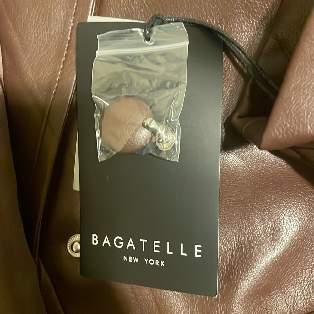 New Bagatelle New York Chocolate Brown Faux Leather Trench Coat - Picture 4 of 16